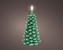 CANDELA ALBERO INNEVATO CON LED EFFETTO FIAMMA BIANCO CALDO 19CM