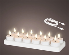 CANDELE TEALIGHT CON LED EFFETTO FIAMMA RICARICABILI 4CM 12PZ