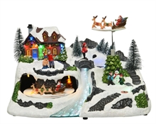 VILLAGGIO DI NATALE CON PERSONAGGI NATALIZI CON LED 31X20X27,5CM