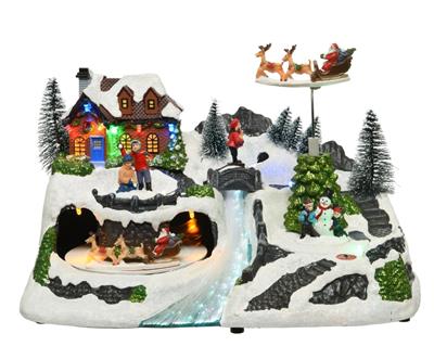 VILLAGGIO DI NATALE CON PERSONAGGI NATALIZI CON LED 31X20X27,5CM