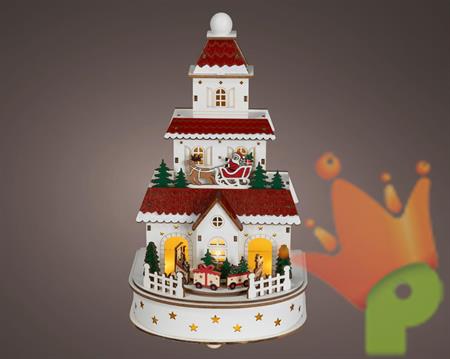 VILLAGGIO DI NATALE IN LEGNO CON BABBO NATALE 29CM