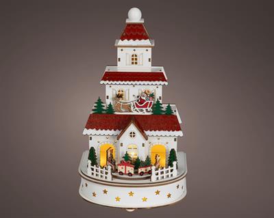 VILLAGGIO DI NATALE IN LEGNO CON BABBO NATALE 29CM
