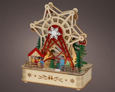 VILLAGGIO DI NATALE IN LEGNO RUOTA PANORAMICA 11X20X25CM