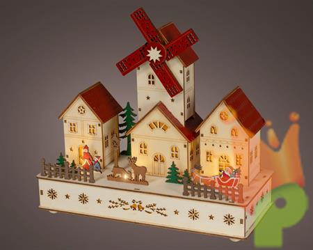 VILLAGGIO DI NATALE IN LEGNO CASETTE 12X28X26,5CM
