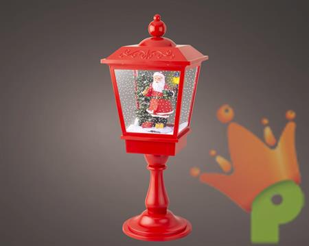 LANTERNA ROSSA CON MOVIMENTO DI NEVE CON LED BIANCO CALDO 70CM