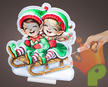 FIGURE ELFI SU SLITTINO CON LED MULTICOLOR 57CM