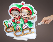 FIGURE ELFI SU SLITTINO CON LED MULTICOLOR 57CM