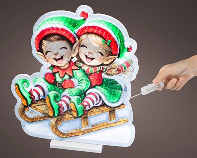 FIGURE ELFI SU SLITTINO CON LED MULTICOLOR 57CM