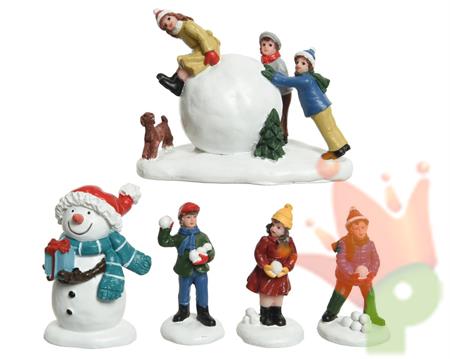 FIGURE NATALIZIE PER VILLAGGIO DI NATALE 6,5CM 5PZ