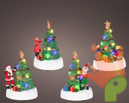 VILLAGGIO DI NATALE ALBERO CON PERSONAGGI 13CM 4ASS