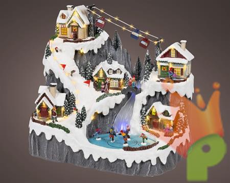 VILLAGGIO DI NATALE INNEVATO CON SCENARI NATALIZI 41CM