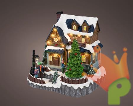 VILLAGGIO NATALIZIO CASETTA CON ALBERO DI NATALE 22,5CM