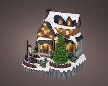 VILLAGGIO NATALIZIO CASETTA CON ALBERO DI NATALE 22,5CM