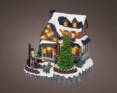 VILLAGGIO NATALIZIO CASETTA CON ALBERO DI NATALE 22,5CM