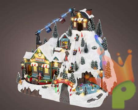 VILLAGGIO DI NATALE FUNIVIA CON PERSONAGGI 22,5CM