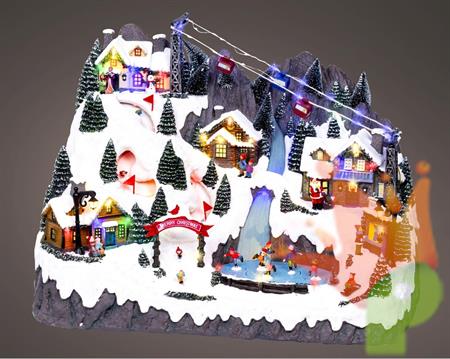 VILLAGGIO DI NATALE STAZIONE SCIISTICA CON FUNIVIA 56X41,5CM