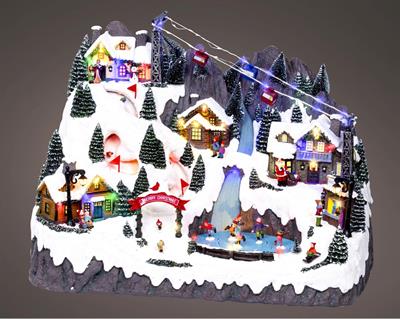 VILLAGGIO DI NATALE STAZIONE SCIISTICA CON FUNIVIA 56X41,5CM