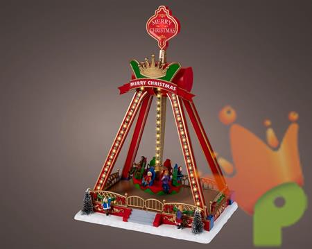 VILLAGGIO DI NATALE GIOSTRA A PENDOLO LUMINOSA 20,3X29X41,5CM