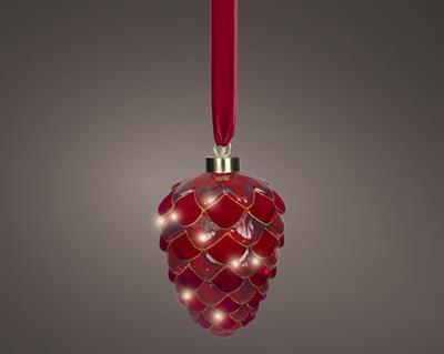 PIGNA LUMINOSA IN VETRO ROSSO CON LED BIANCO CALDO 15X21CM
