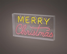 INSEGNA NEON TRASPARENTE MERRY CHRISTMAS LED MULTICOLOR 43X23CM