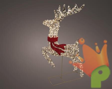 RENNA EFFETTO CRISTALLO 3D CON SCIARPA LED BIANCO CALDO 100CM