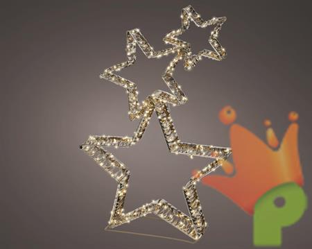 STELLE LUMINOSE EFFETTO CRISTALLO 3D CON LED BIANCO CALDO 80CM