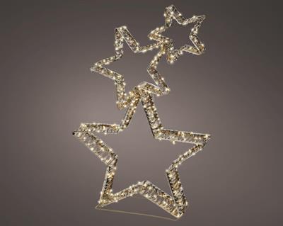 STELLE LUMINOSE EFFETTO CRISTALLO 3D CON LED BIANCO CALDO 80CM