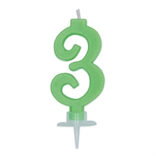 CANDELINA NUMERO 3 CERA ITALIC VERDE FLUO 7CM