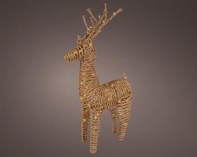 RENNA LUMINOSA 3D IN VIMINI CON LED ORO CHIARO 24X60X104CM