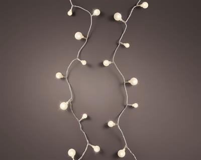LUCI DI NATALE CHERRY 60 LED BIANCO CALDO CAVO BIANCO 4,5MT
