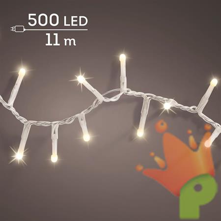 LUCI DI NATALE COMPACT 500 LED BIANCO CALDO CAVO BIANCO 11MT
