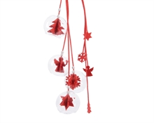 PALLINA VETRO CON DECORO FELTRO ROSSA 8CM