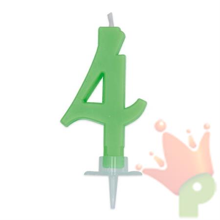 CANDELINA NUMERO 4 CERA ITALIC VERDE FLUO 7CM