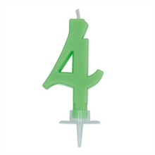CANDELINA NUMERO 4 CERA ITALIC VERDE FLUO 7CM