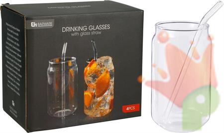 BICCHIERI IN VETRO CON CANNUCCIA 500ML 2PZ