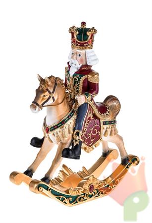 BABBO NATALE CON CAVALLO A DONDOLO 39CM