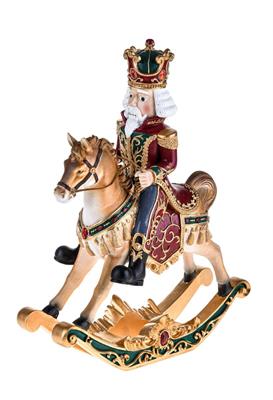 BABBO NATALE CON CAVALLO A DONDOLO 39CM
