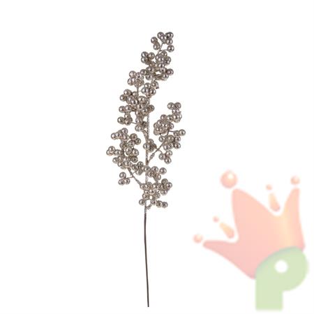 RAMO ILEX CON BACCHE GLITTERATE CHAMPAGNE 36CM