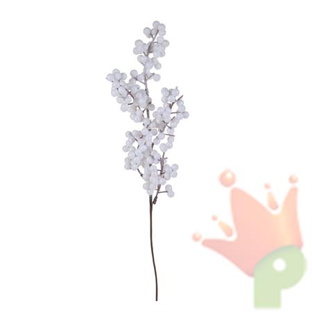 RAMO ILEX CON BACCHE GLITTERATE BIANCO 36CM
