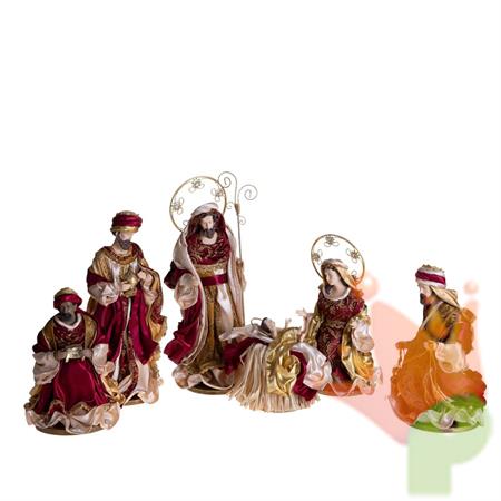 NATIVITA' CON RE MAGI ROSSO/ORO 40CM 6PZ