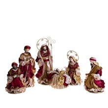NATIVITA' CON RE MAGI ROSSO/ORO 40CM 6PZ
