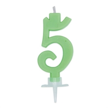 CANDELINA NUMERO 5 CERA ITALIC VERDE FLUO 7CM