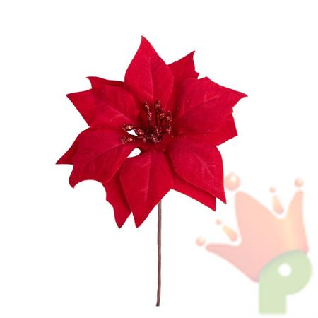 STELLA DI NATALE IN VELLUTO ROSSO 18CM