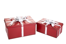 SCATOLE REGALO IN FERRO ROSSO CON FIOCCO 27X18CM 2PZ