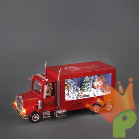 CAMIONCINO VILLAGGIO BABBO NATALE CON MUSICA E LED 33X16,5CM