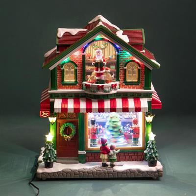 VILLAGGIO NATALIZIO NEGOZIO DI GIOCATTOLI MUSICALE CON LED 42CM
