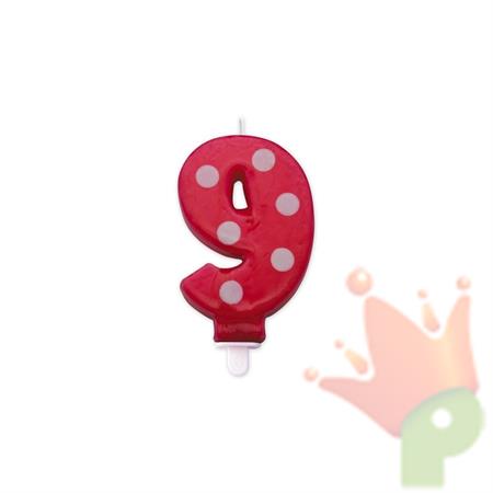CANDELINA NUMERO 9 POIS ROSSO