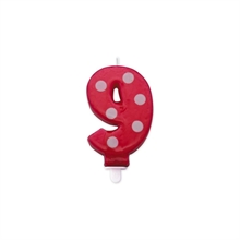 CANDELINA NUMERO 9 POIS ROSSO