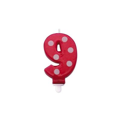 CANDELINA NUMERO 9 POIS ROSSO