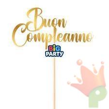 MINI CAKE TOPPER ITALIC BUON COMPLEANNO ORO METALLIZZATO